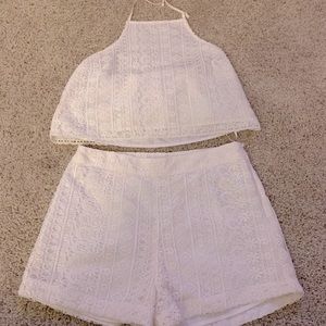 Hollister Two-Piece Shorts & Halter Top White Lace